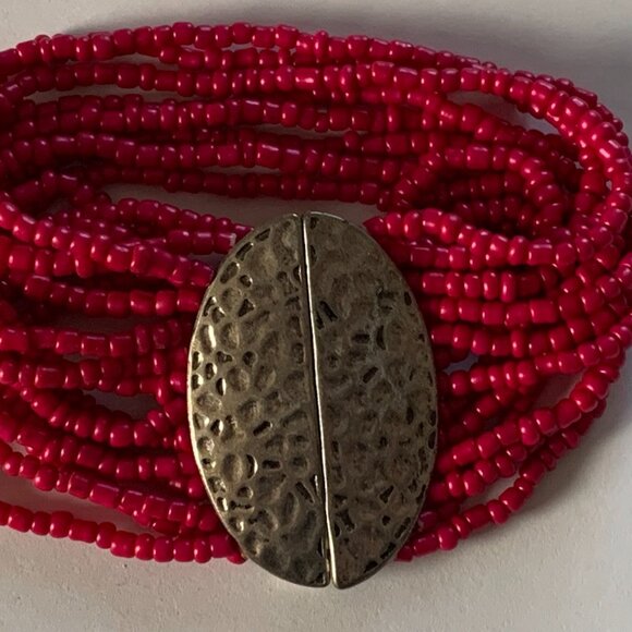 Pink Multi Layer Seed Bead Bracelet - Picture 2 of 5